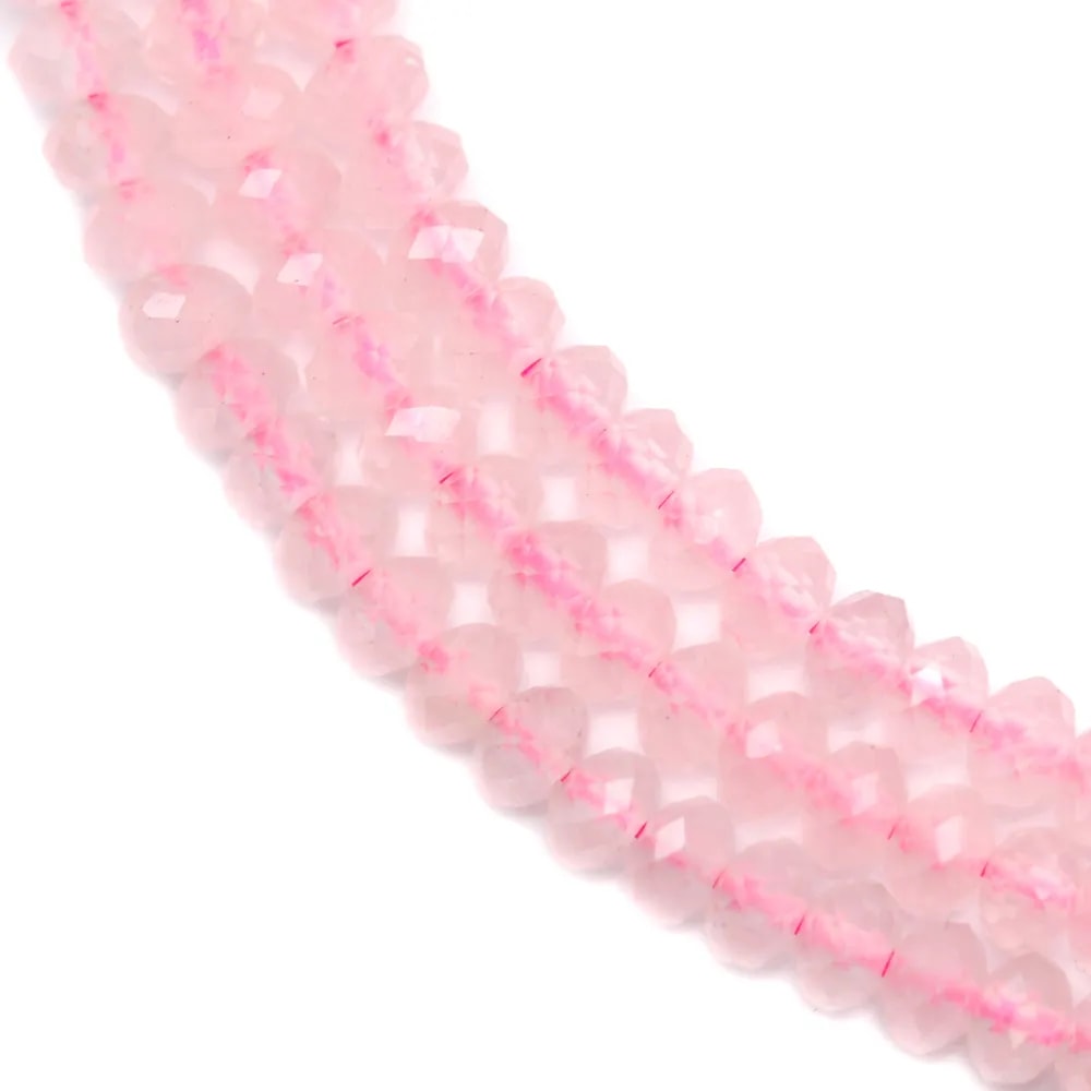 Quartz Rose Rondelle Facette 3-4mm x 40cm