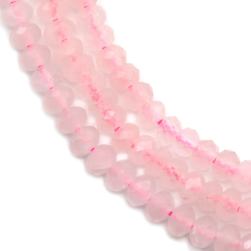 Quartz rose rondelle facette 3x4mm x 40 cm