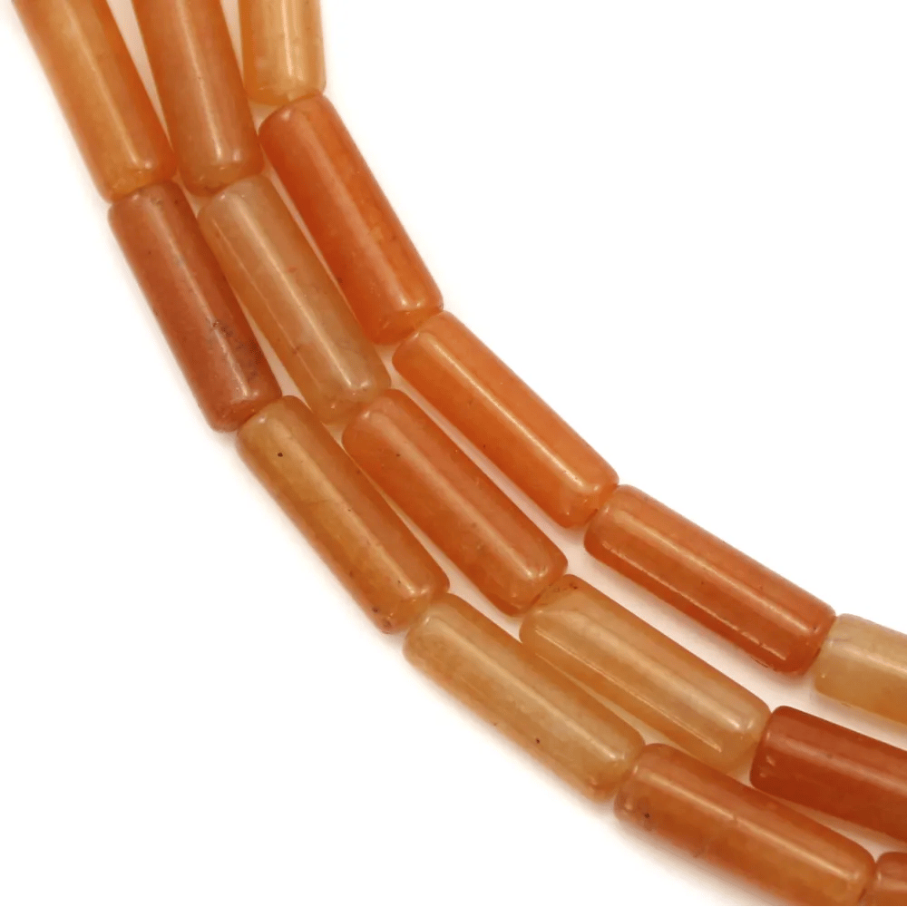 Aventurine orange,  en forme de tube 4x13mm x 40cm