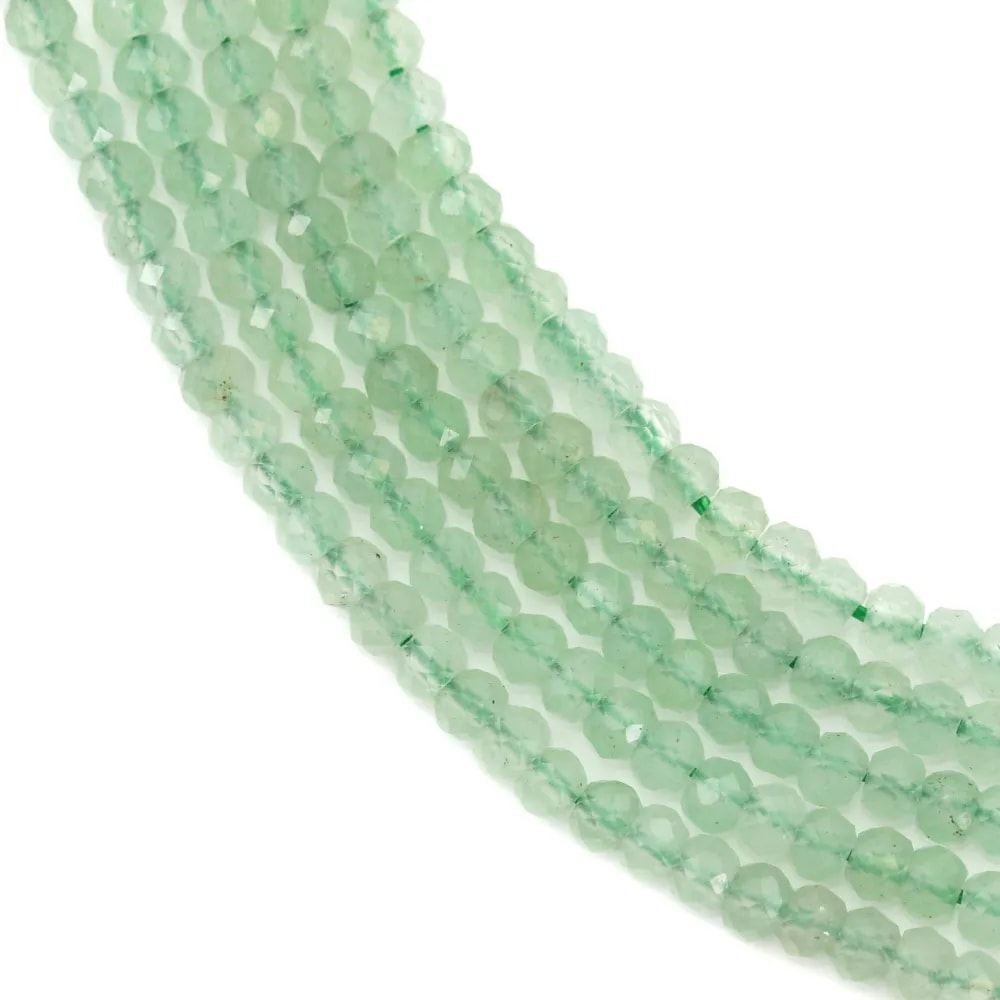 Aventurine green, in the shape of a faceted roundel, 2 * 3mm x 39cm
