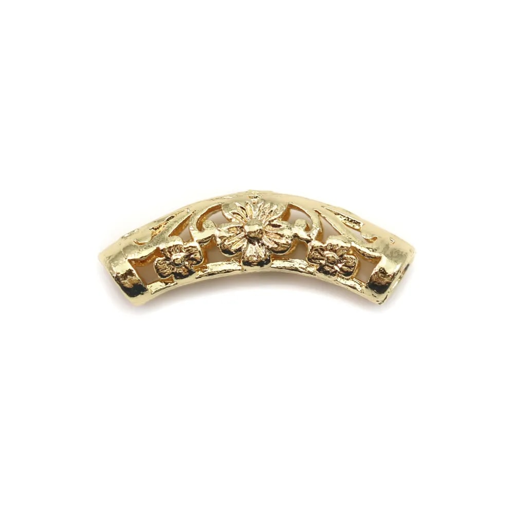 Tube plated filigreed by "flash" Gold on brass 5.5x21mm x 2pc