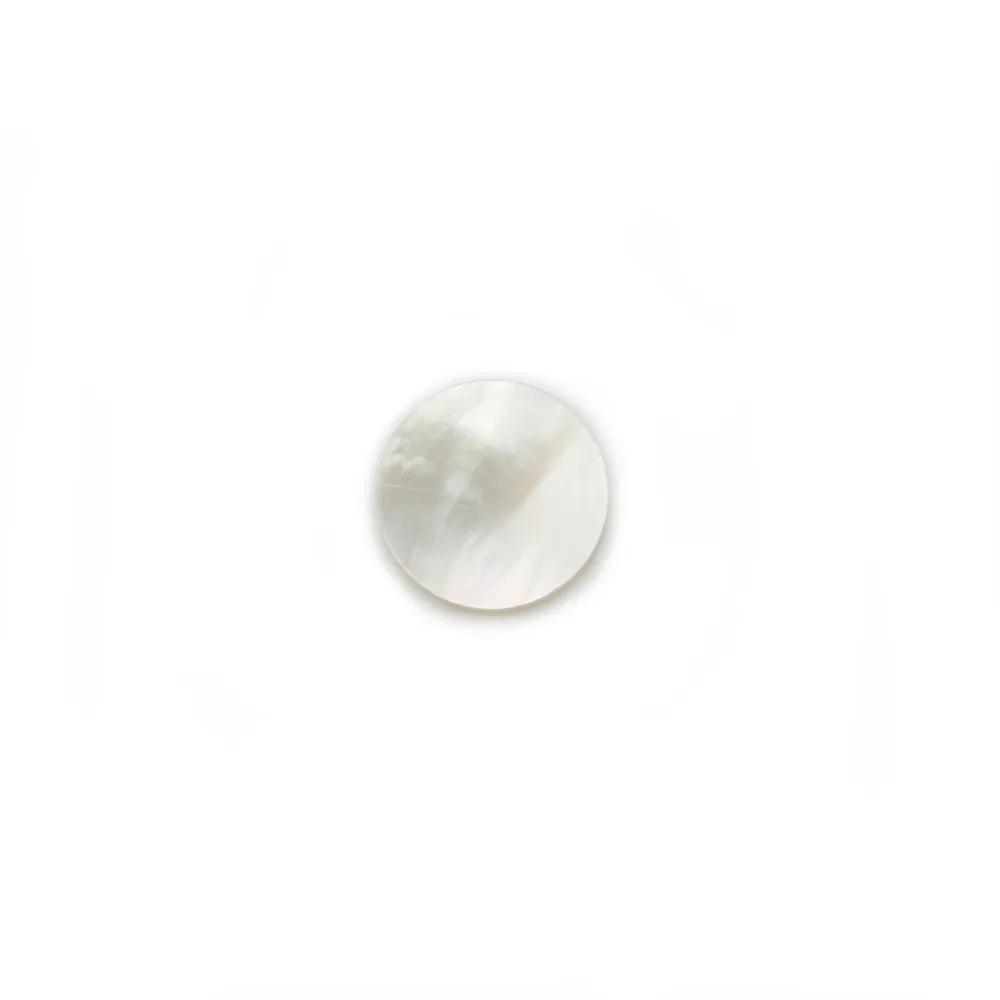 Cabochon Nacre Blanche rond plat 10mm x 1pc
