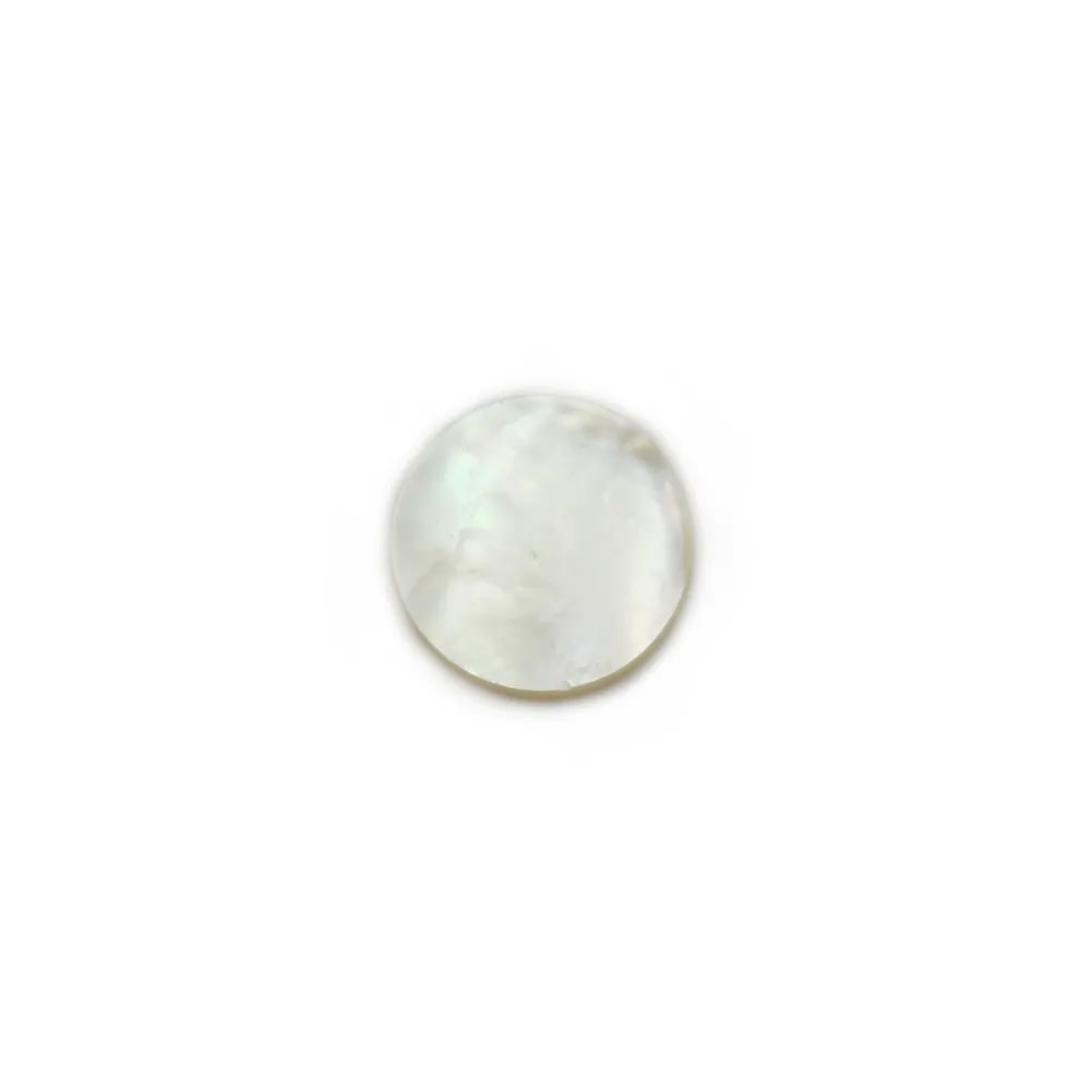 Cabochon Nacre Blanche rond plat 14mm x 1pc