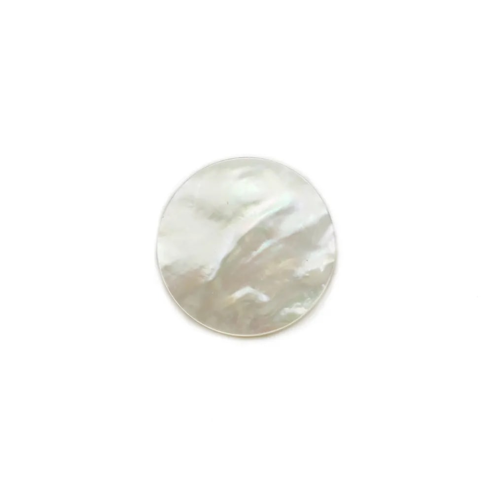 Cabochon Nacre Blanche rond plat 20mm x 1pc