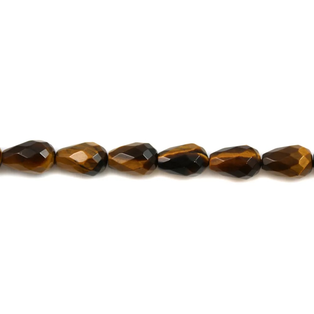 Œil de tigre ovale facetté 10x14mm x 40cm 