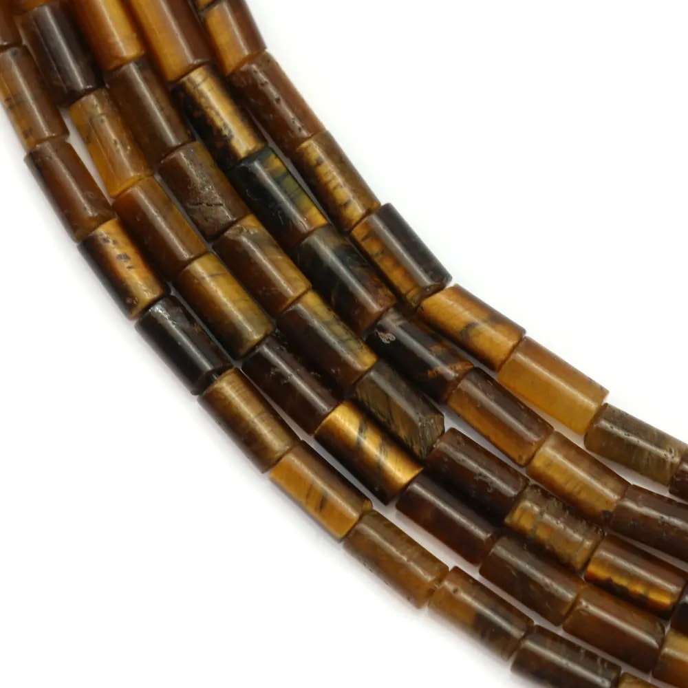 Oeil de tigre, en forme de tube, 2 * 4mm x 39cm