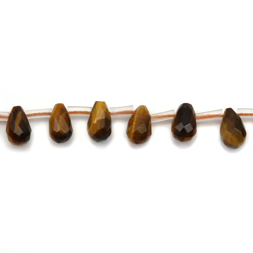 Oeil de tigre goutte facette 6x9mm x 40cm