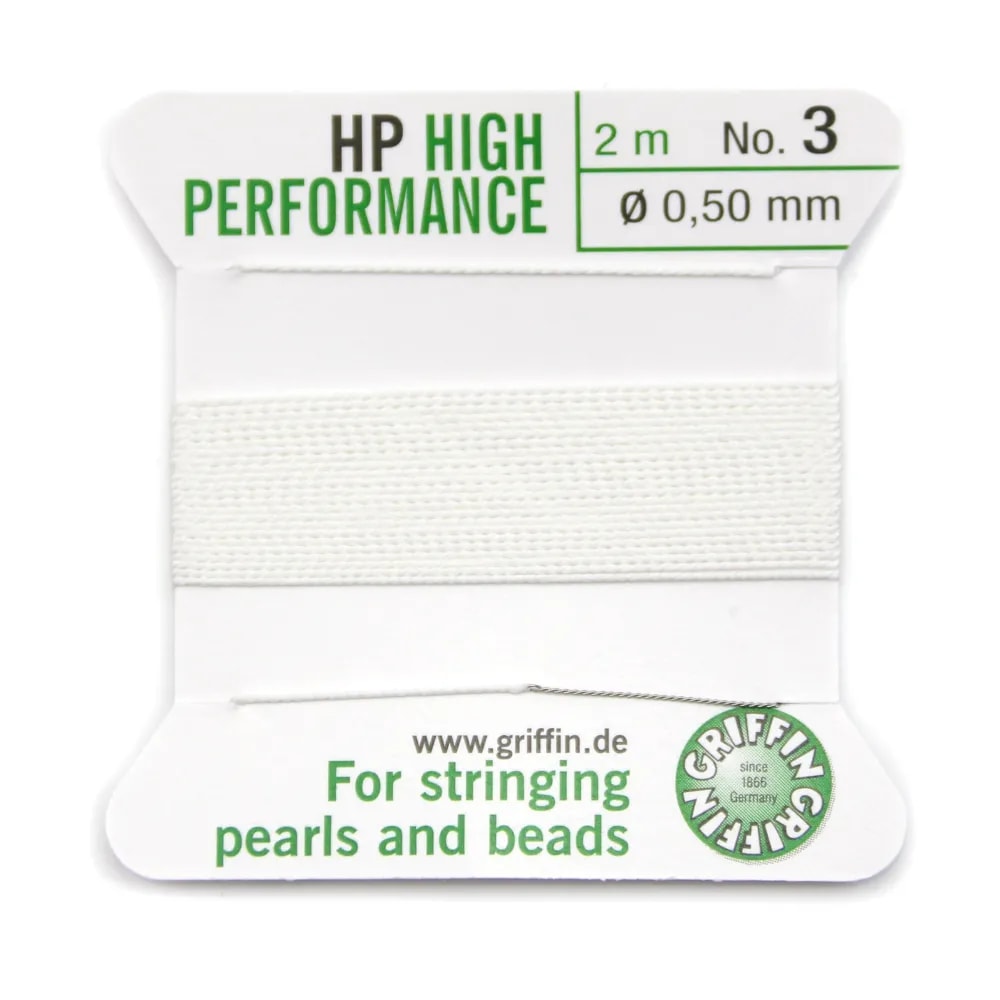 Hilo blanco de alto rendimiento de 0,50mm unido a una aguja x 2m