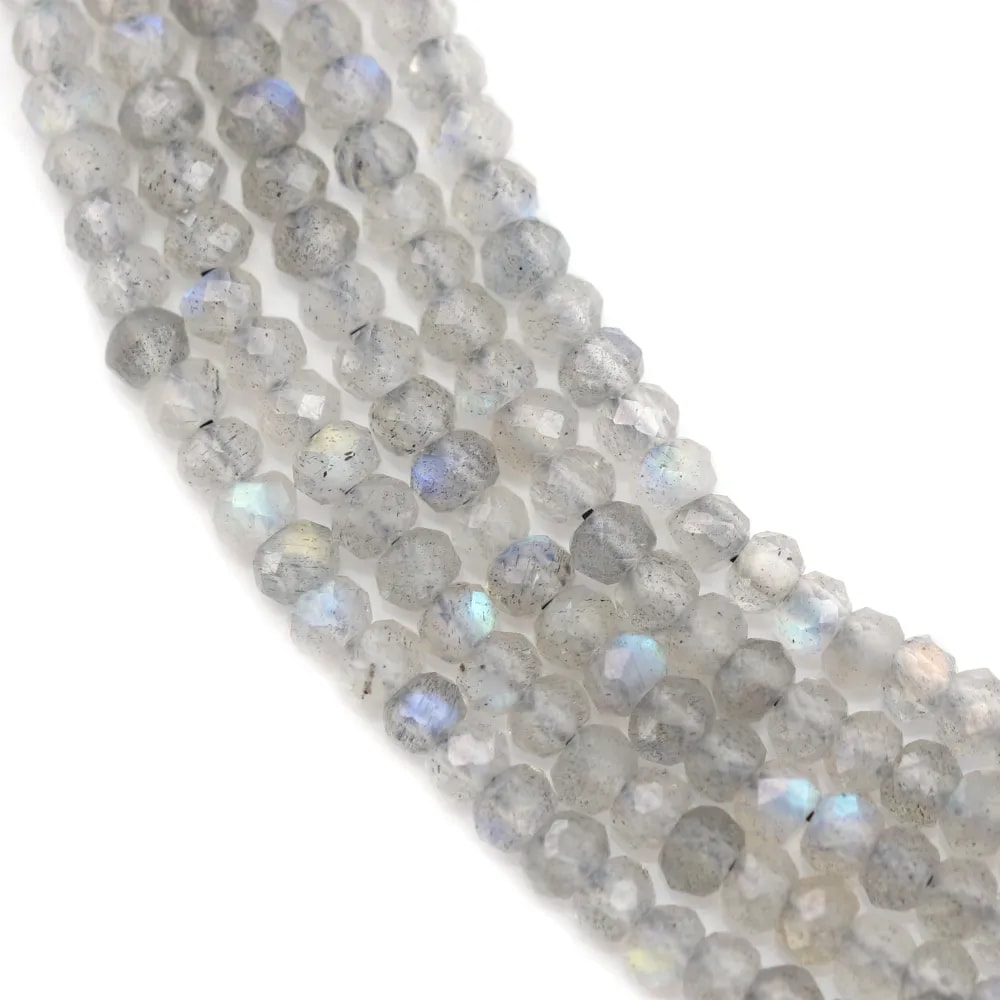 Labradorite rondelle facettée sur fil 2x4mm x 40cm