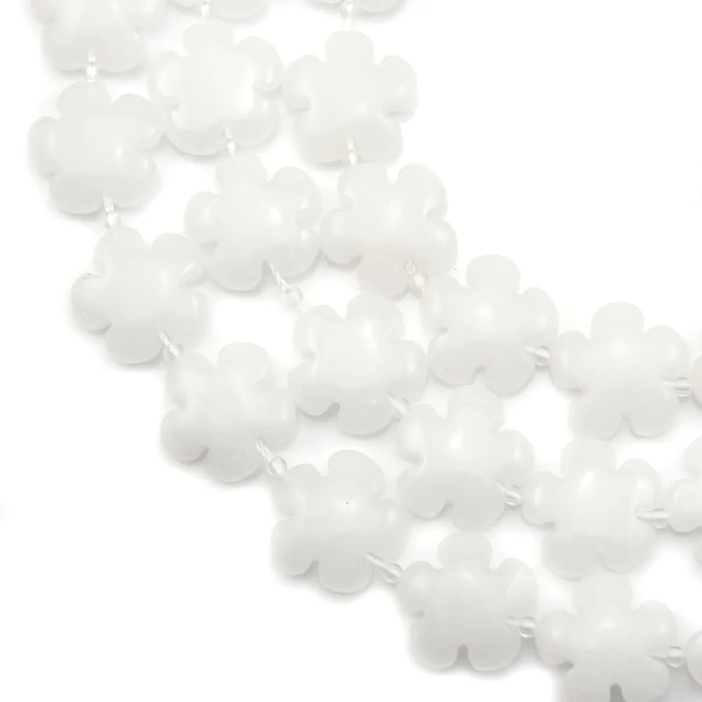 white jade   flower  20mm  x 40cm 
