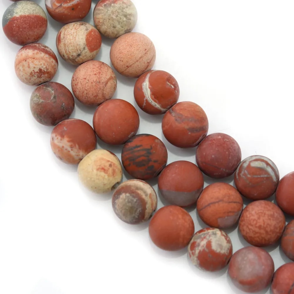 Jaspe rouge matte ronde 6mm x 40cm