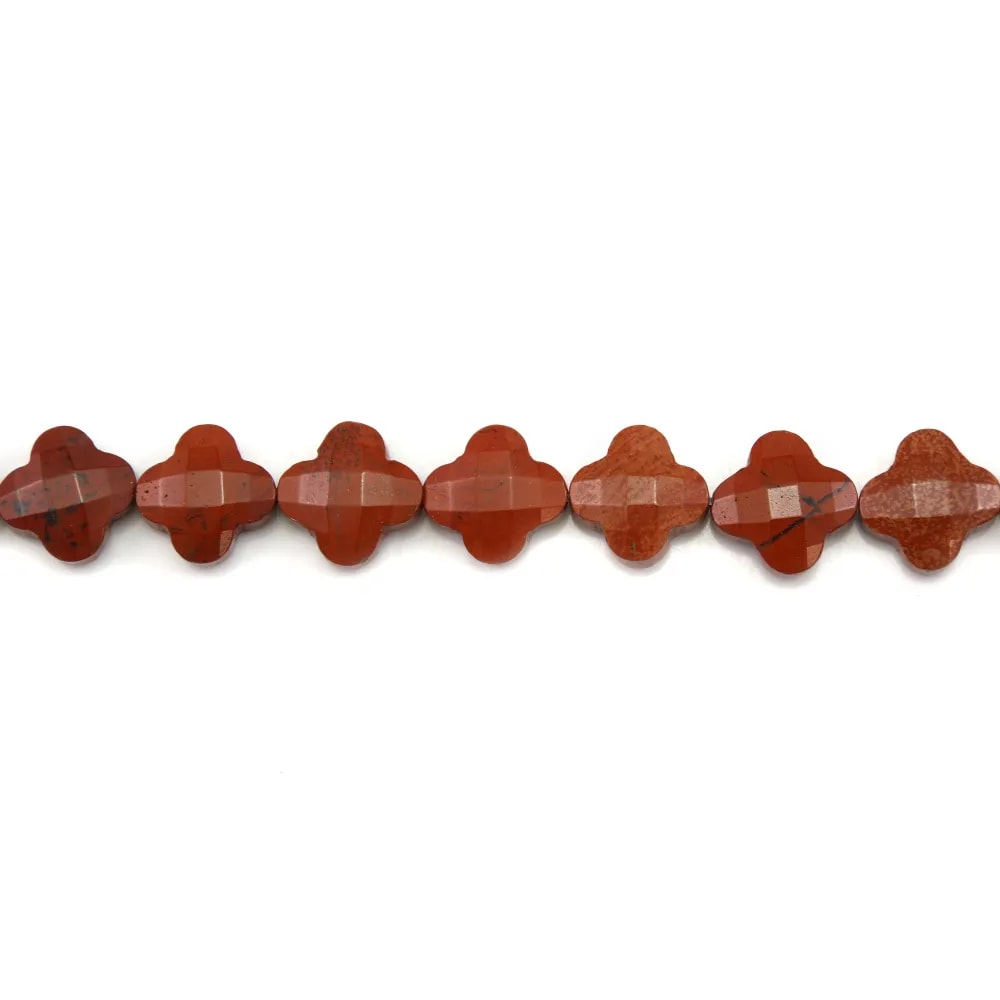 Jaspe rouge trèfle facette 13mm x 2pcs