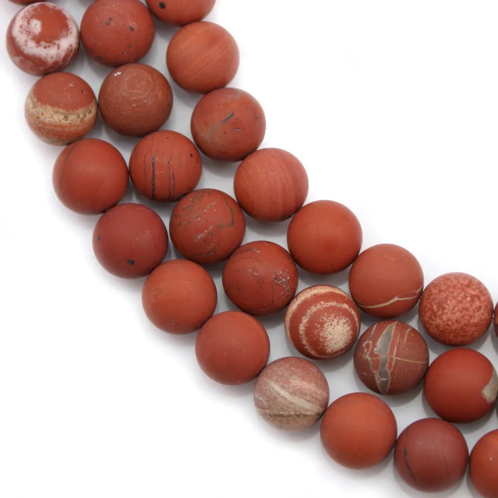 Jaspe rouge matte ronde 8mm x 40cm