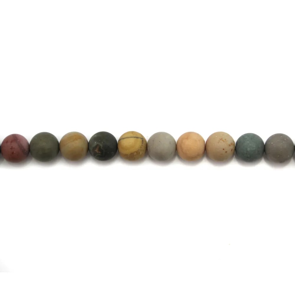 Jaspe polychrome matte ronde 6mm x 40cm