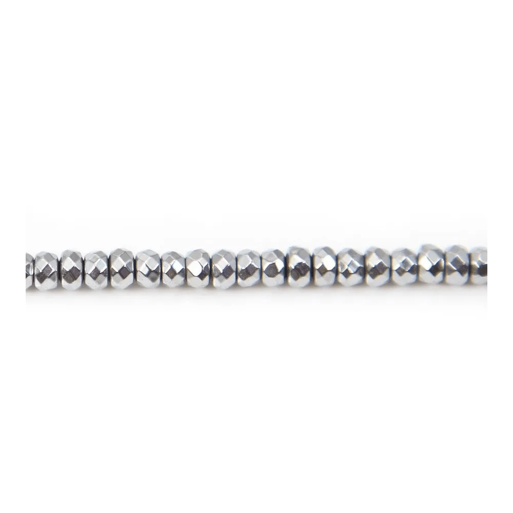 Hematite silver faceted rondelle 3x1.8mm x 40cm 