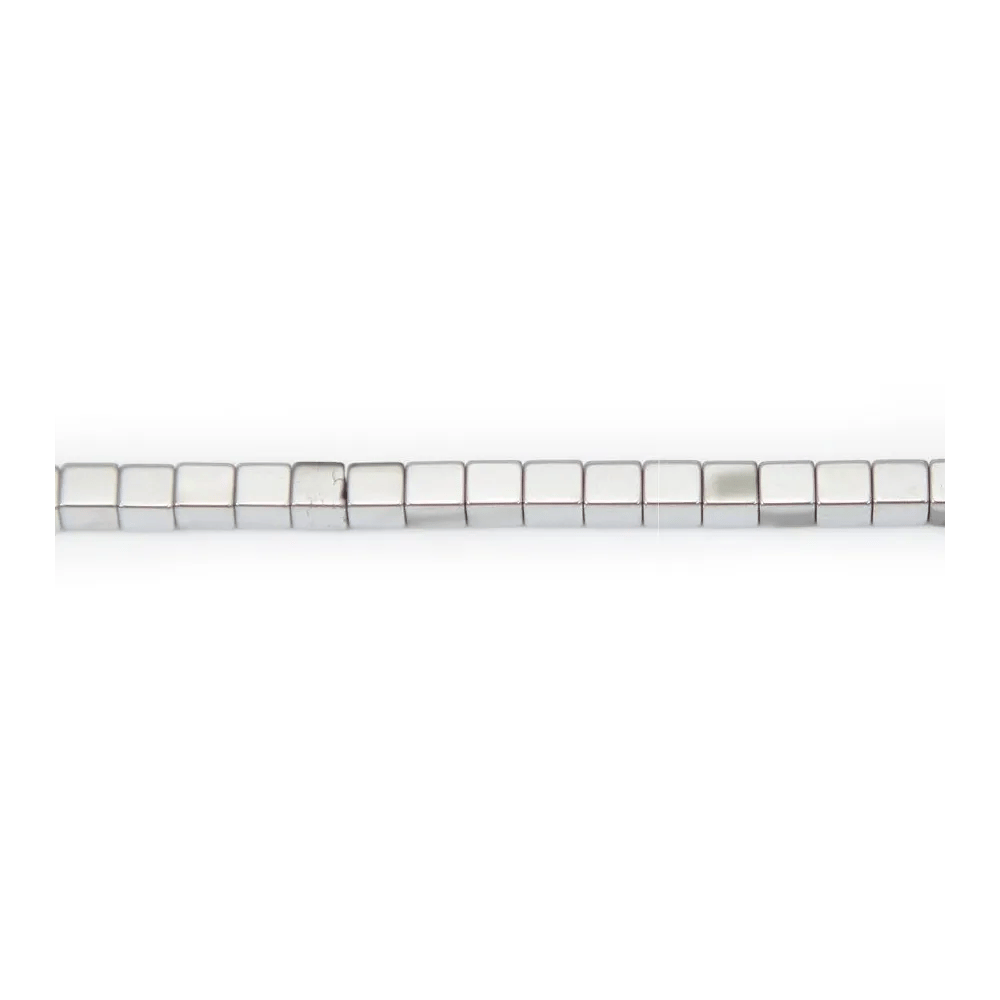 Hématite argenté cube carré 2mm x 40cm 
