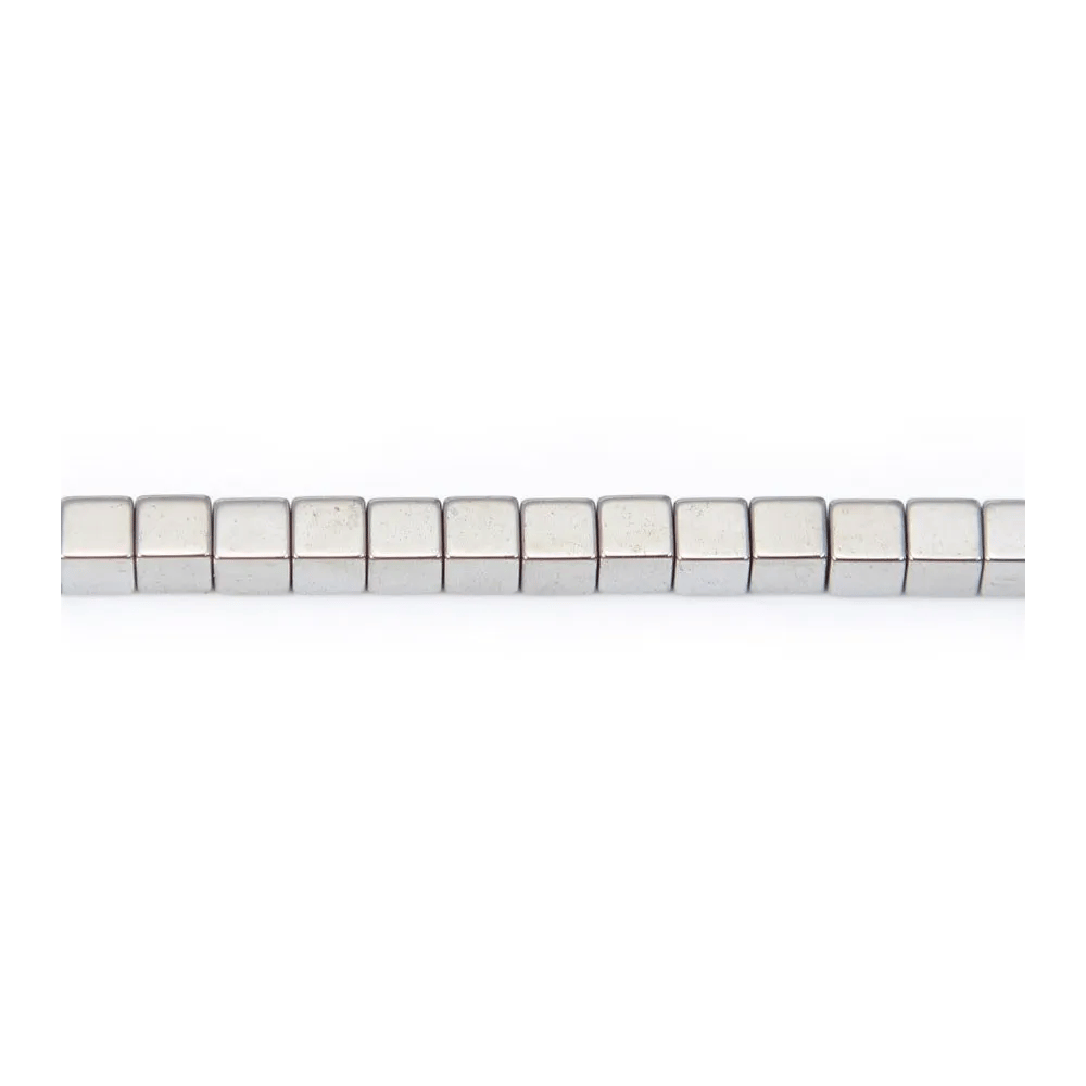 Hematite silver cubic square 3mm x 40cm