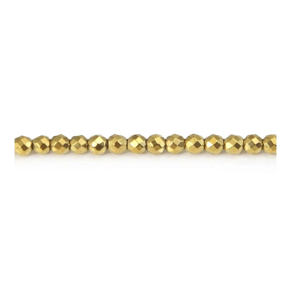 Hématite dorée ronde facette 3mm x 40cm