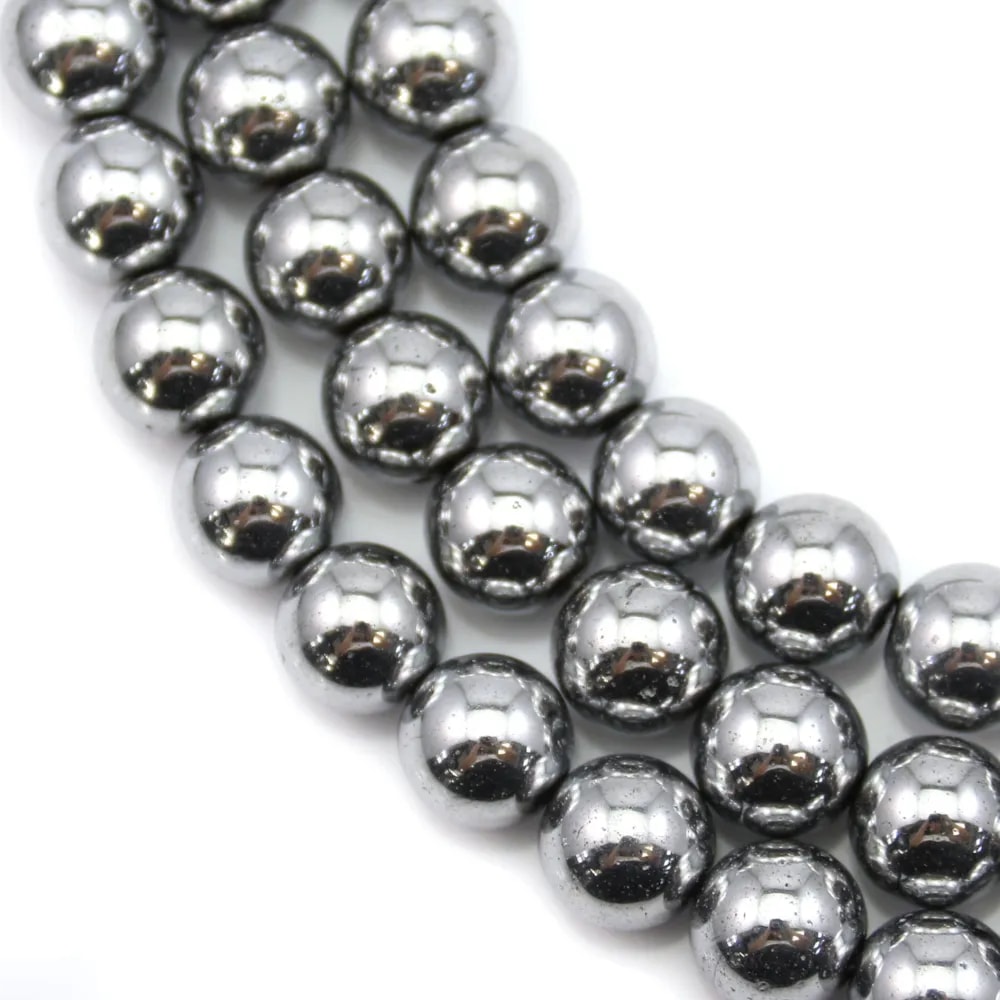 Hématite silver plated round 8mm x40cm