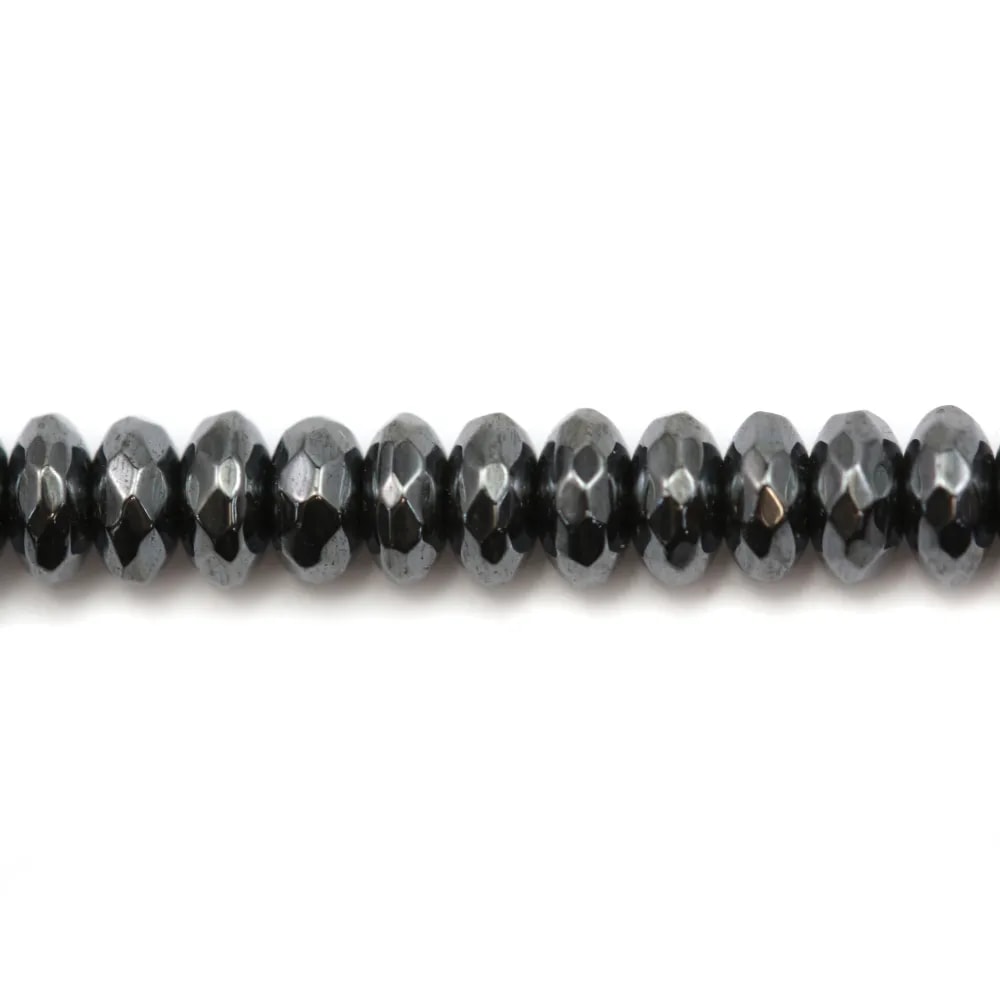 Hématite en rondelle facettée 2x4mm x 10pcs