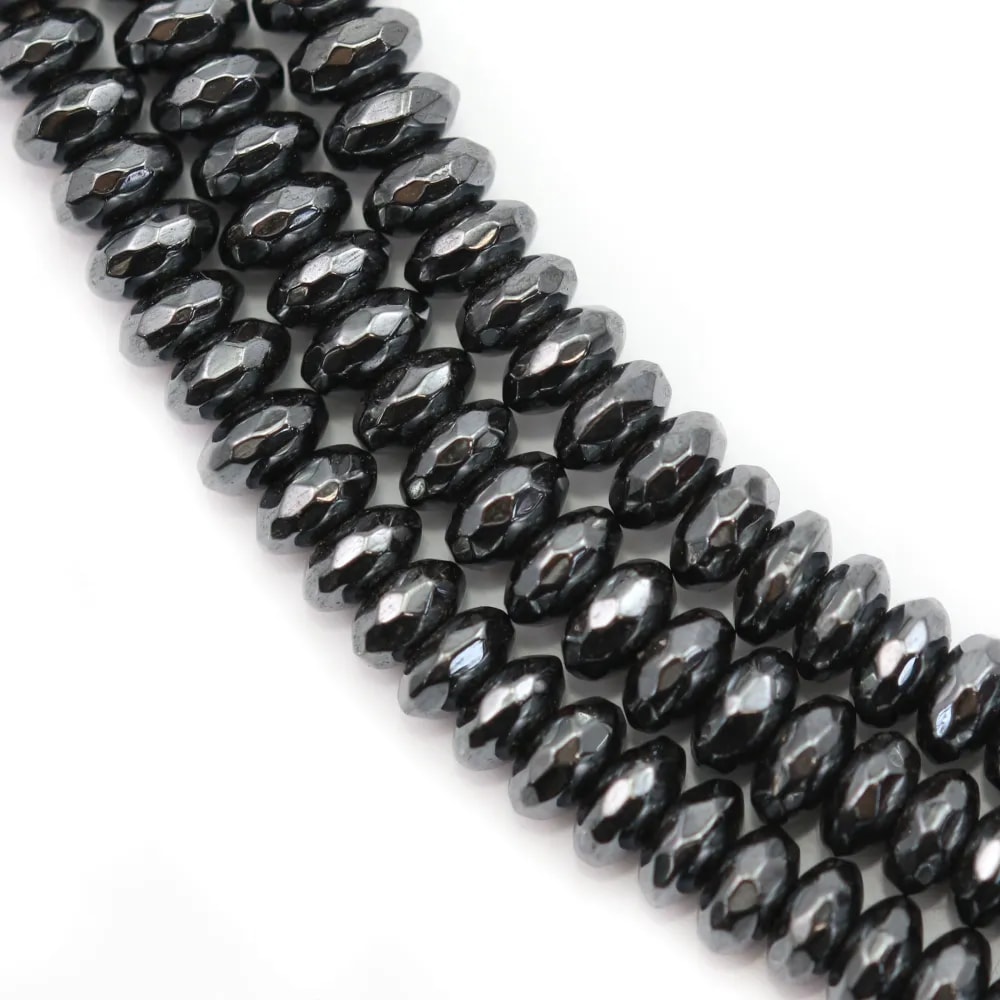 Hématite rondelle facettée sur fil 2x4mm x 40cm
