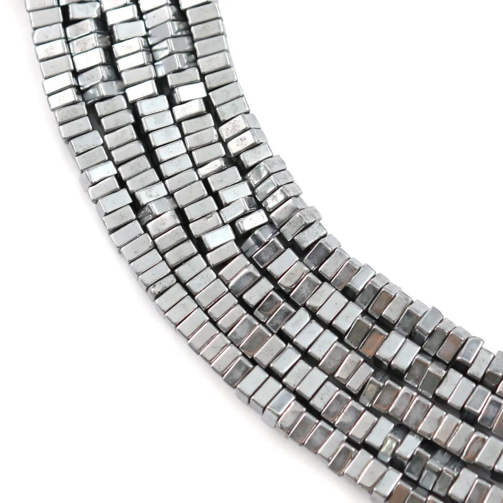 Hématite argenté carré lamelle 1x2mm x 40cm