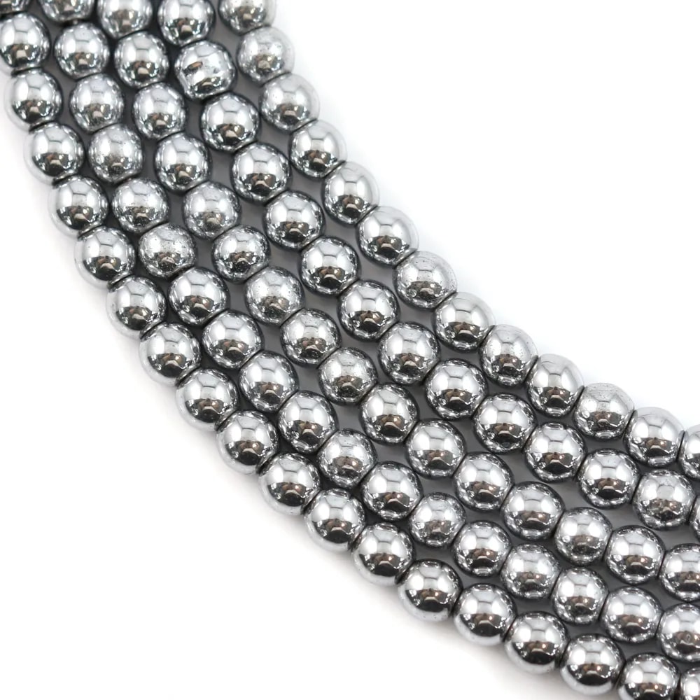 Hématite silver plated round 3mm x40cm