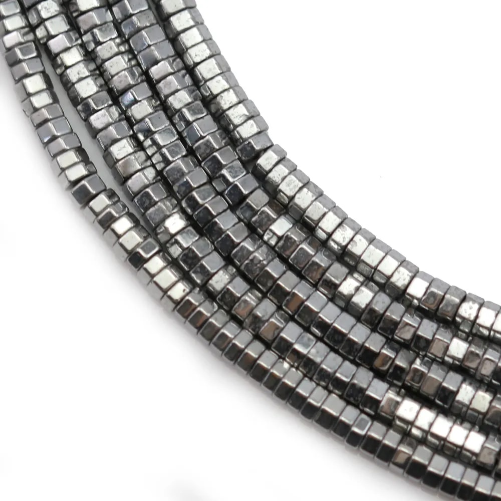 Hematite silver plated nut 1x2mm x 40cm