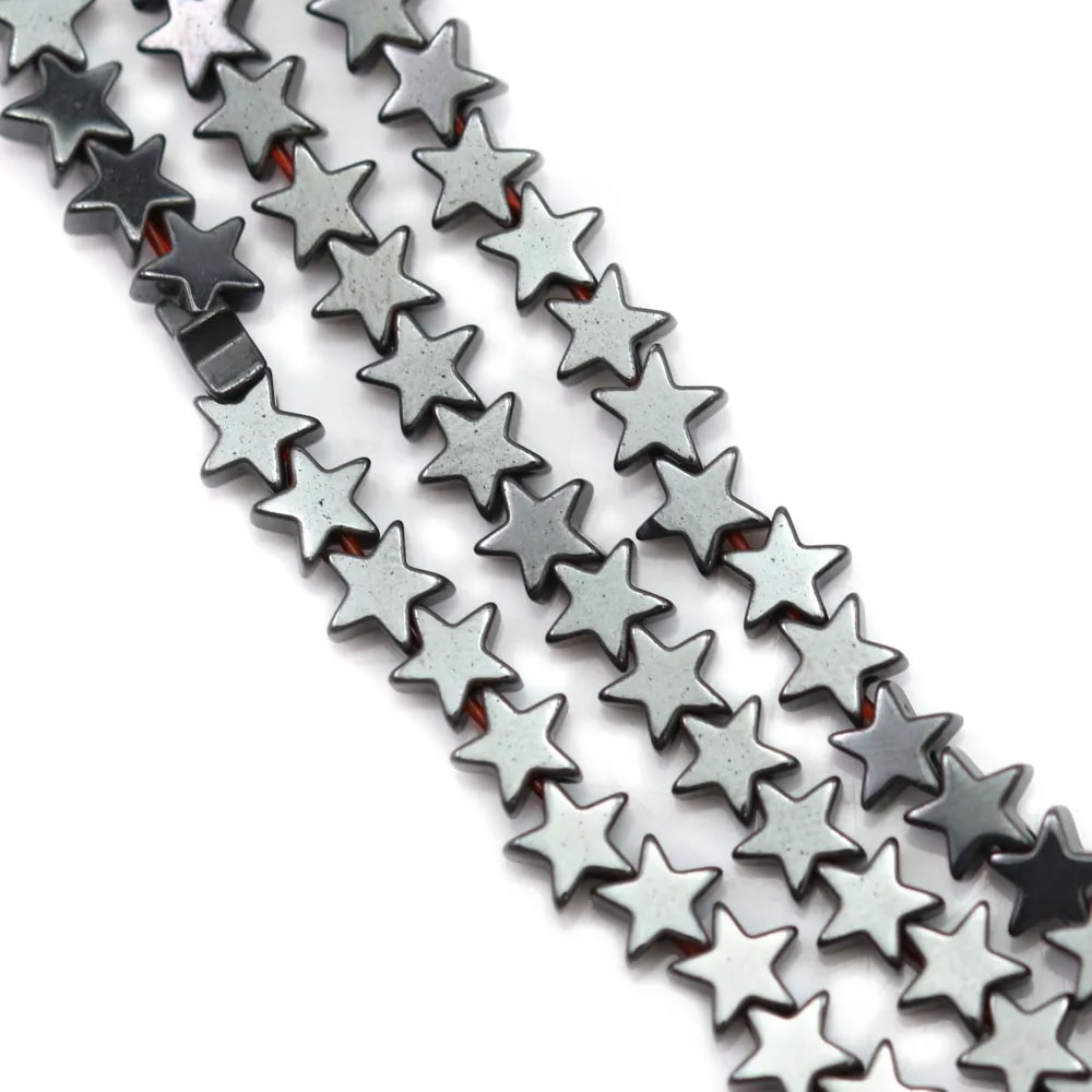 Hématite, en forme d'étoile, 4mm x 40cm