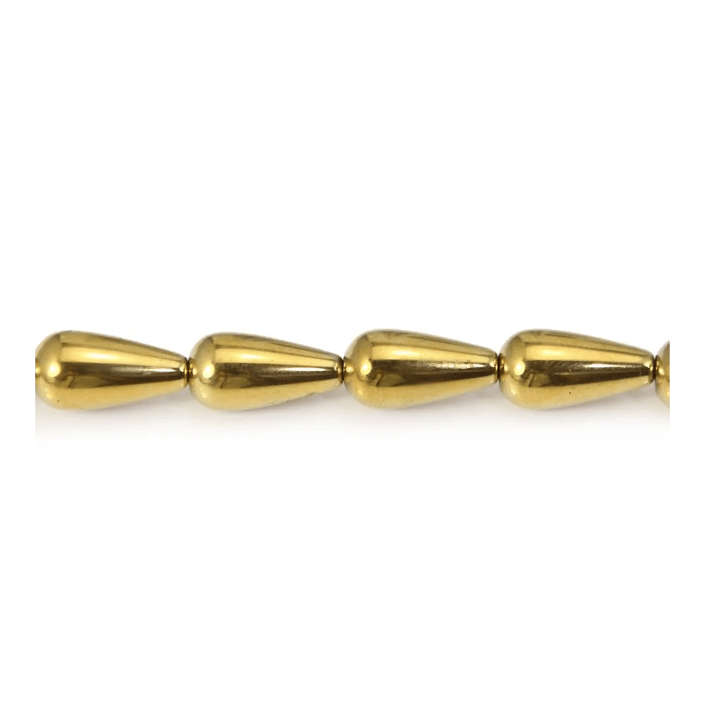 Hematite golden drop 8x16mm x 40cm 