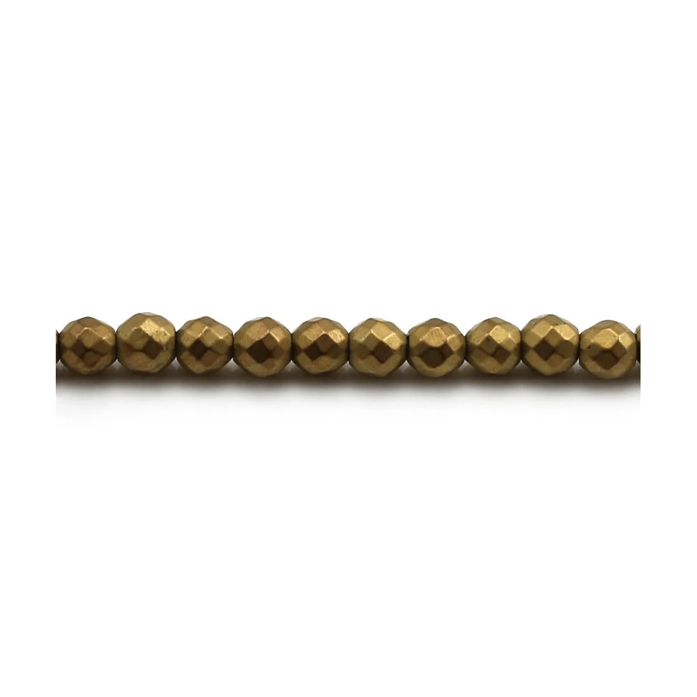 Hématite doré matte ronde facette 3mm x 40cm