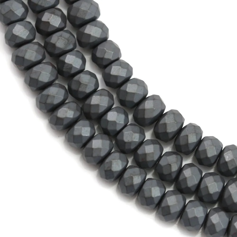 Hématite  mate rondelle facette 3x4mm x 40cm