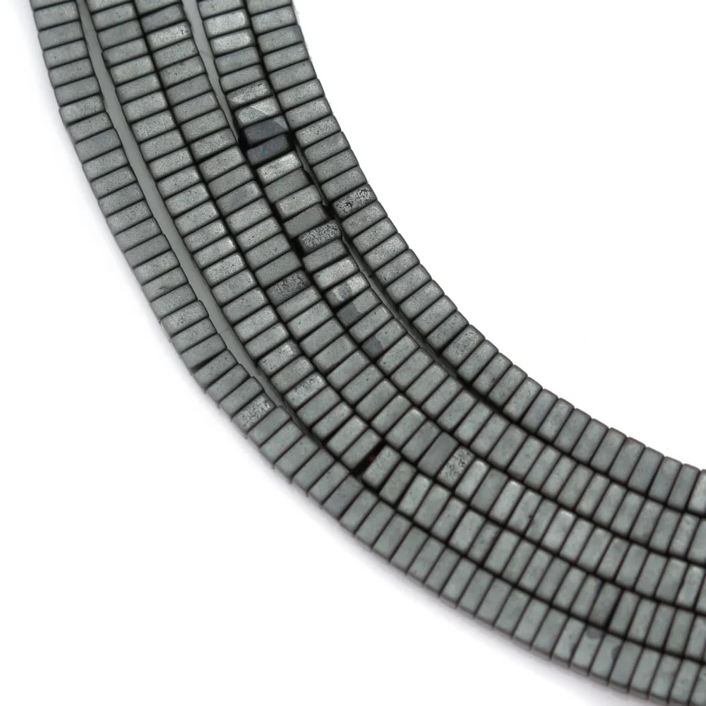 Hématite mate carré lamelle 2x1mm x 40cm