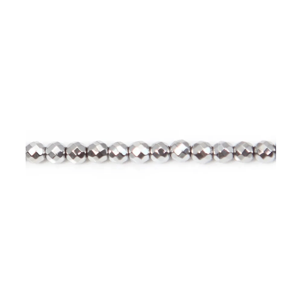 Hématite argenté ronde facette 3mm x 40cm