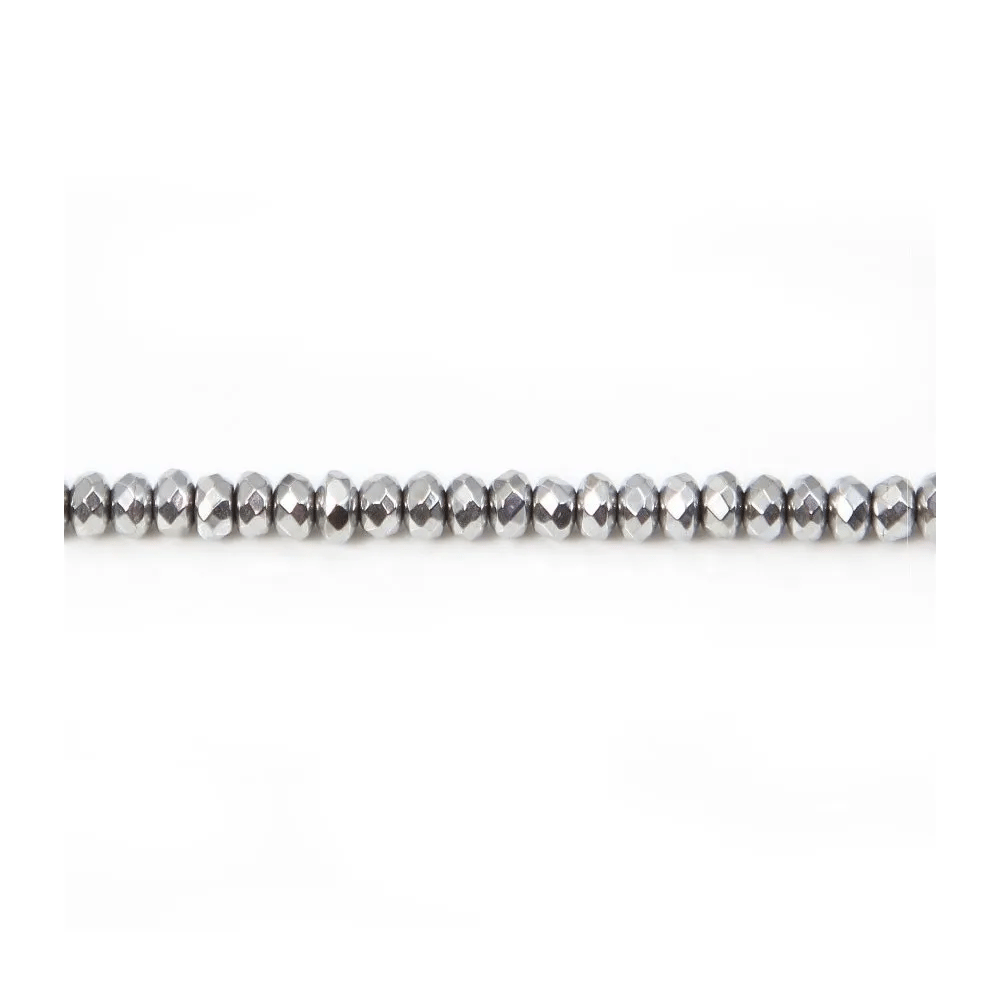 Hématite argenté rondelle facette 2x4mm x 40cm 