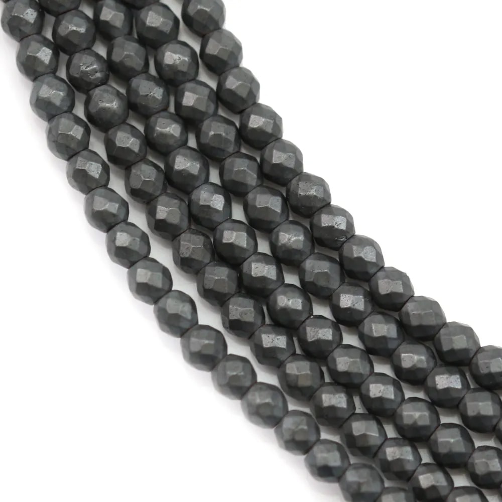 Hématite  mate ronde facette 2mm x 40cm