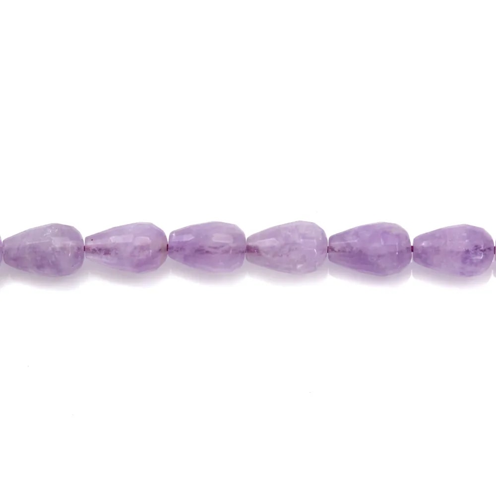 Améthyste clair goutte facette 8x12mm x 40cm