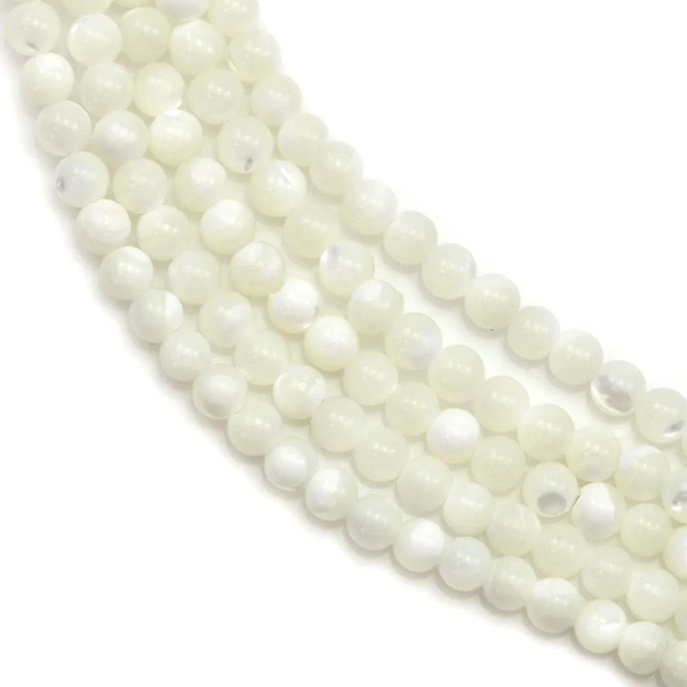 Nacre blanche en boule sur fil 3mm x 40cm