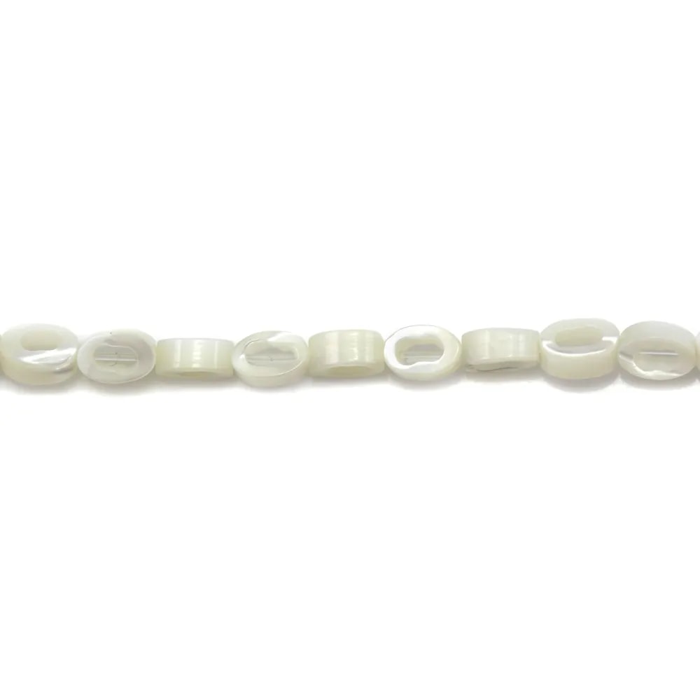 Nacre blanche en ovale creux 4x6mm x 12pcs