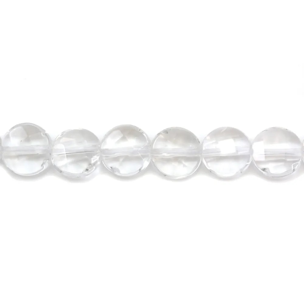 Rock crystal quartz faceted flat round 6mm x 40cm
