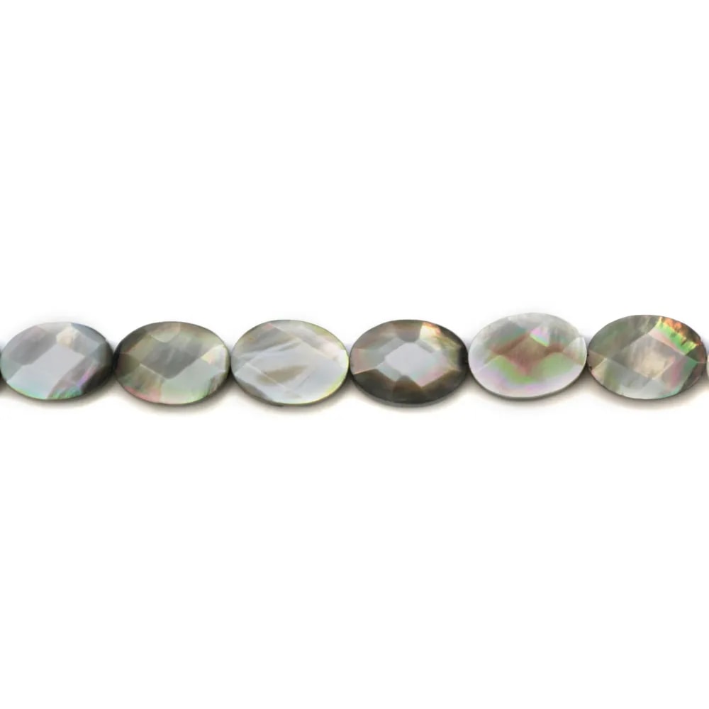 Nacre grise en forme d'oval facetté 10x14mm x 4 st