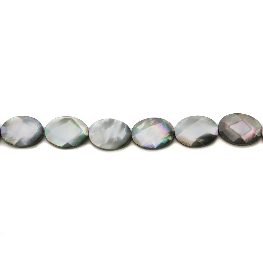 Nacre grise en forme d'oval facetté 14x18mm x 4 st