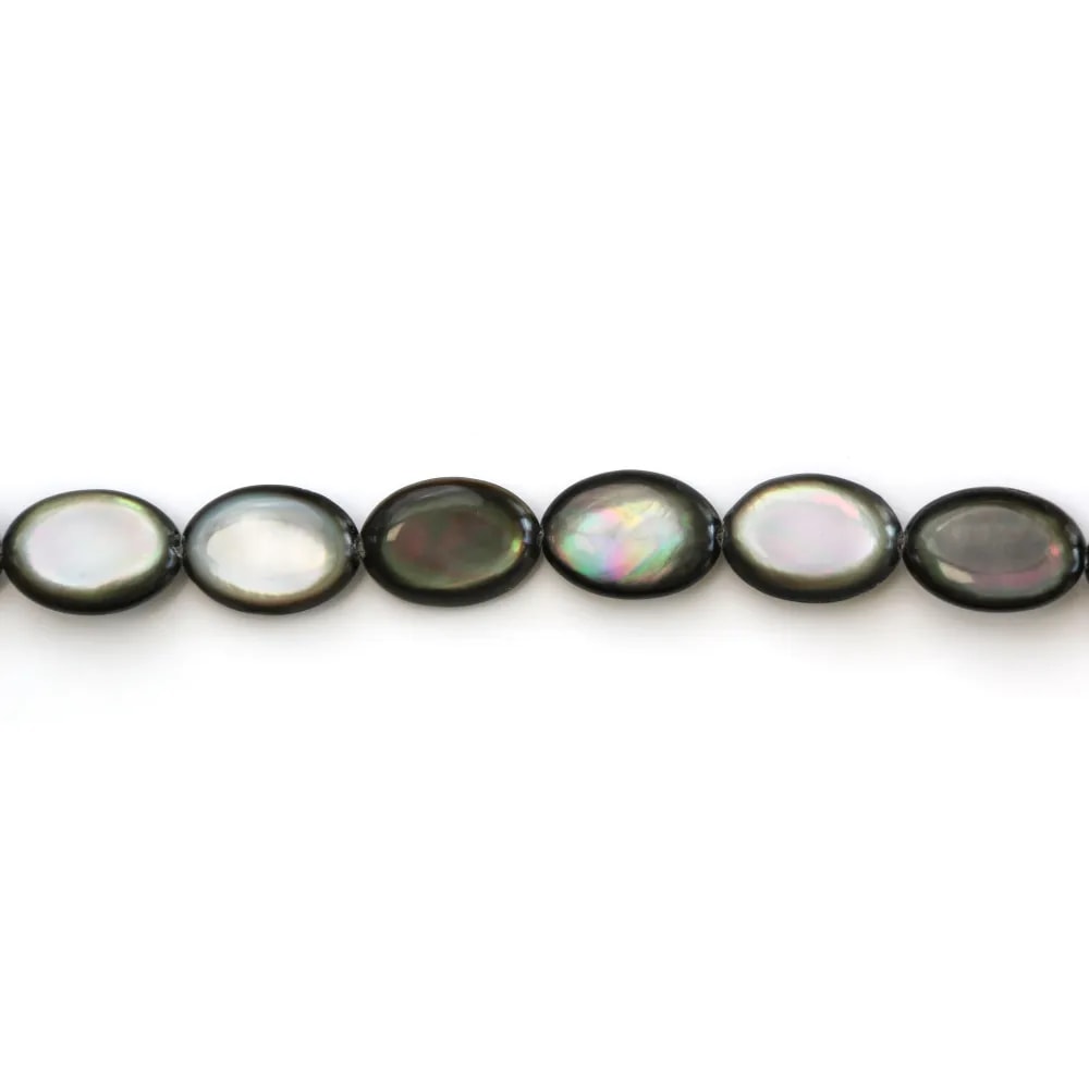 Gray mother-of-pearl bulged oval beads 10x14mm x  4 pcs