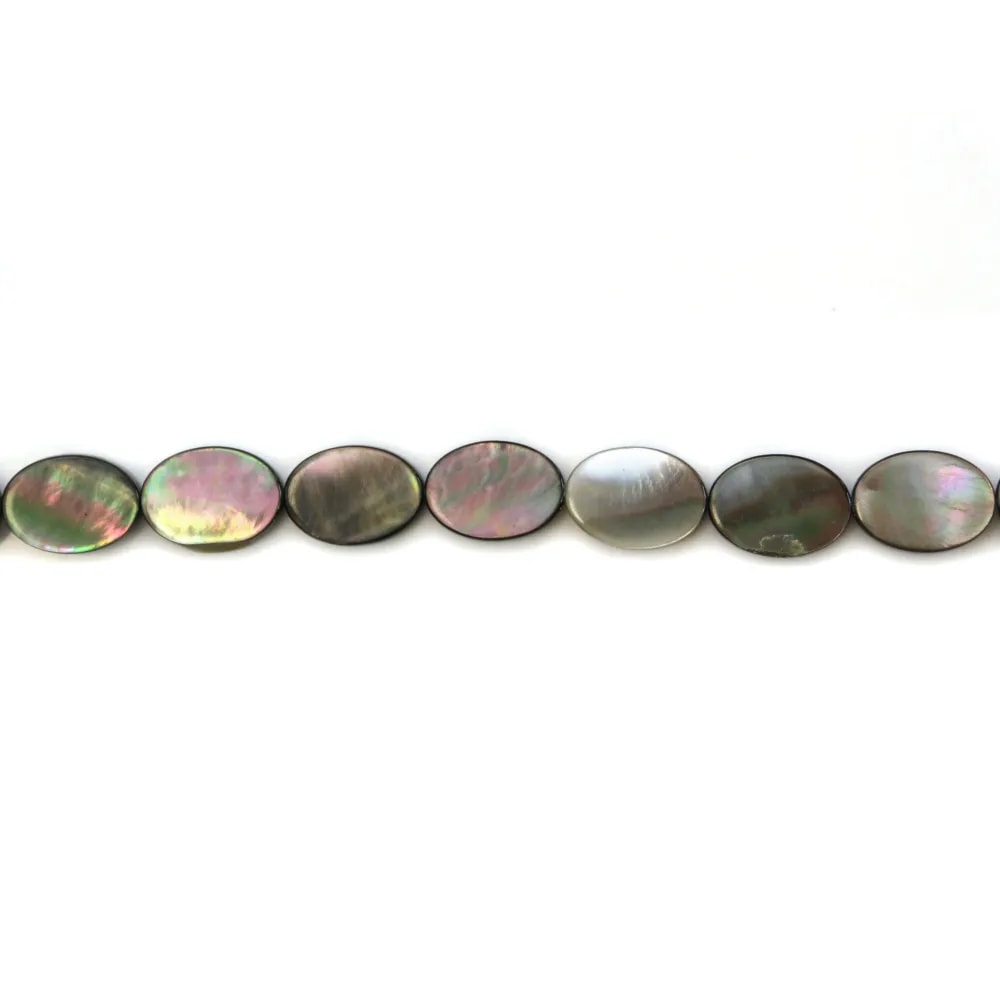 Nacre grise de forme ovale 10x14mm x 10 pcs