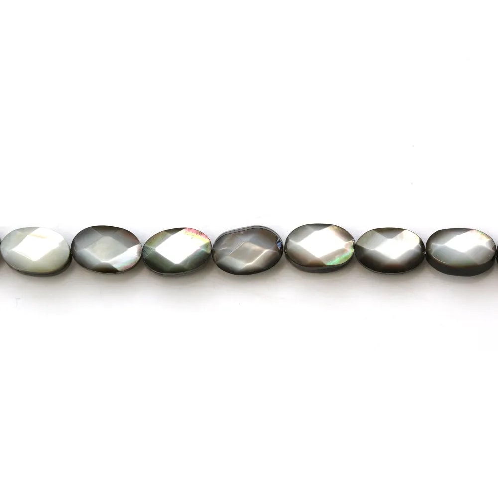 Nacre grise en forme d'oval facetté 6x8mm x 8 pcs
