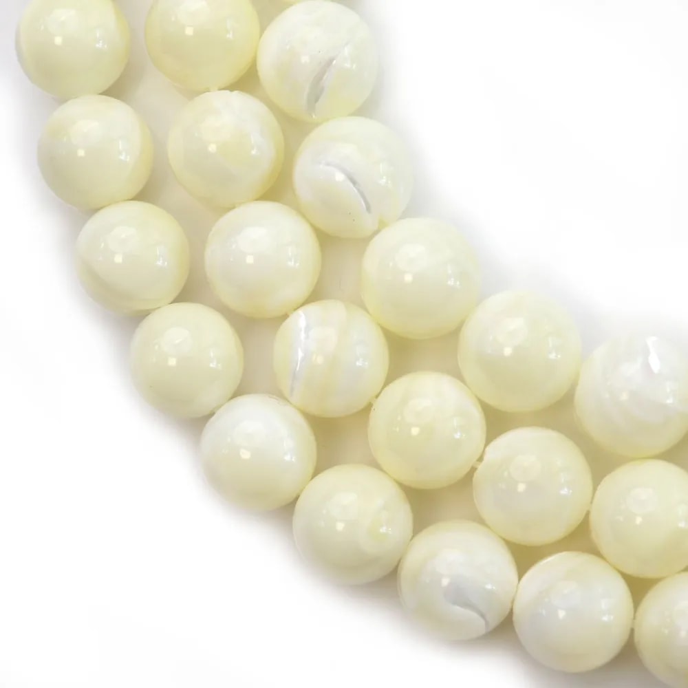 Nacre blanche en boule sur fil 12mm x 40cm
