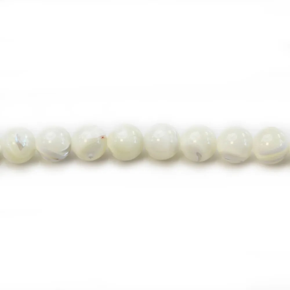 Nacre blanche en boule 8mm x 10 pcs