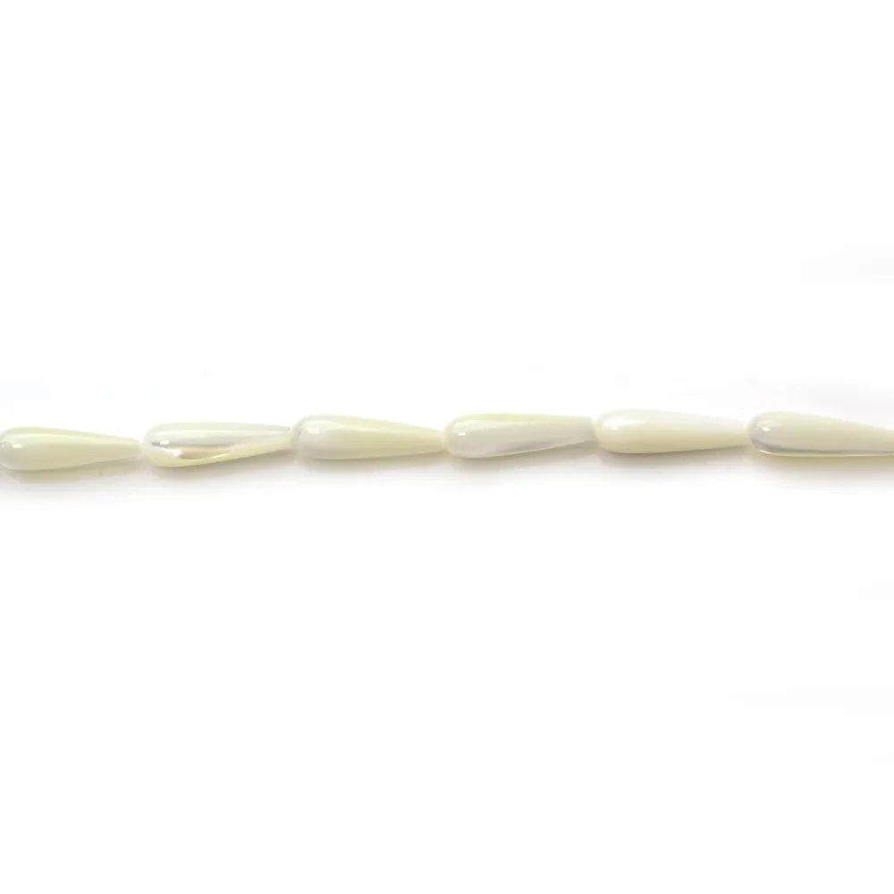 Nacre blanche en forme de goutte 6x19mm x 4 pcs