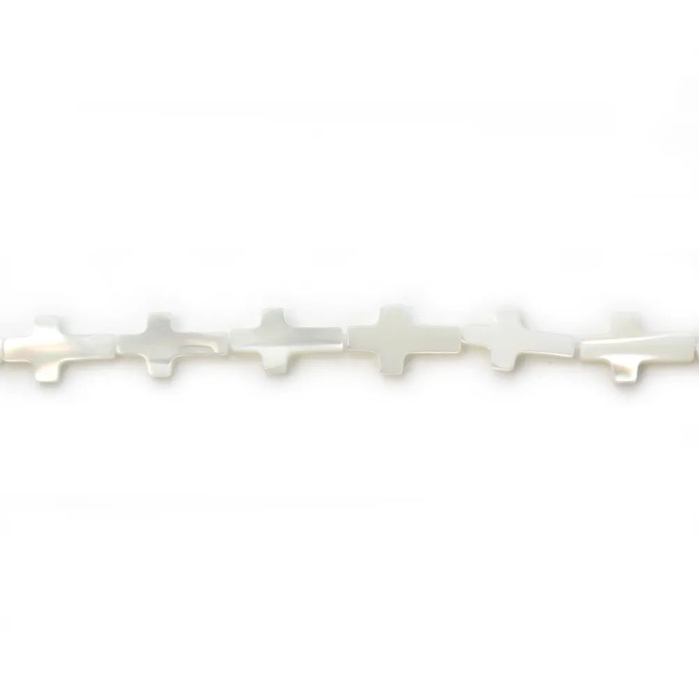 Nacre Blanche en Forme de Croix  8x13mm