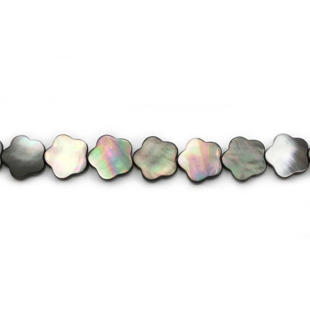 Nacre Grise en Forme de  Fleur 6 Pétales 18 mm x 4 pcs